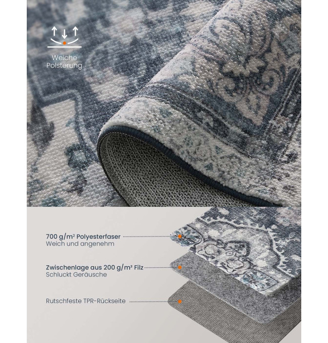 Koberec Vintage šedý / modrý