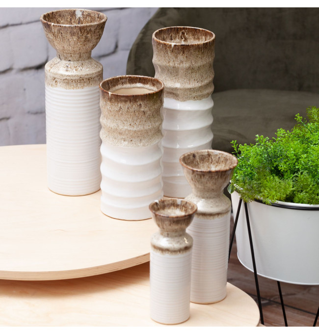 Váza ERINA 06 bílá / hnědá