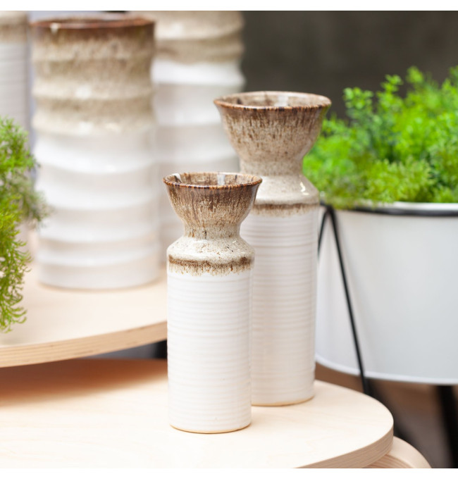 Váza ERINA 07 bílá / hnědá