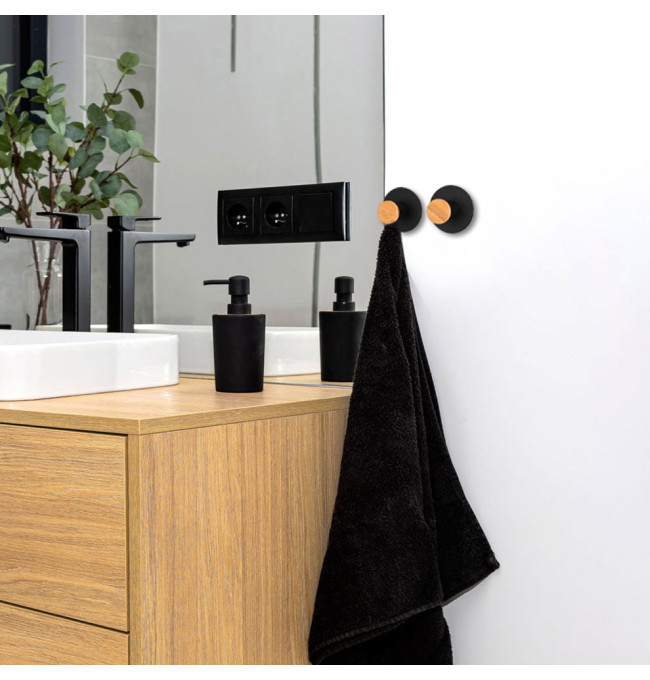 Sada dvou koupelnových věšáků KOVIR černá (2 ks)