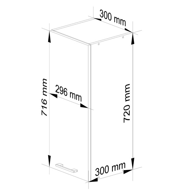 Horní kuchyňská skříňka OLIWIA W 30 H720 bílá, lesk