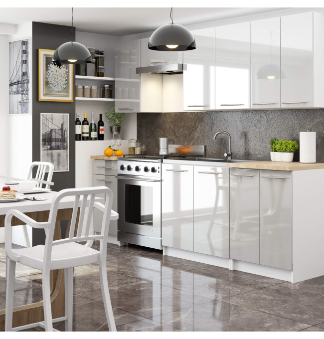 Horní kuchyňská skříňka OLIWIA W 40 H720 bílá / metalická, lesk