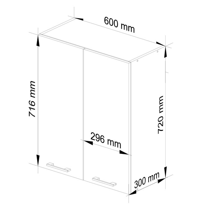 Horní kuchyňská skříňka OLIWIA W 60 H720 bílá, lesk