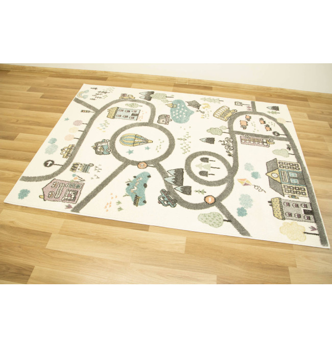 Metrážový koberec Lima 9376A uličky, krémový / světle šedý