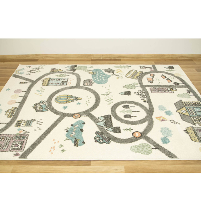 Metrážový koberec Lima 9376A uličky, krémový / světle šedý