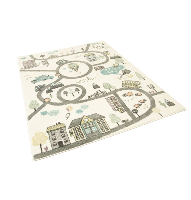 Metrážový koberec Lima 9376A uličky, krémový / světle šedý