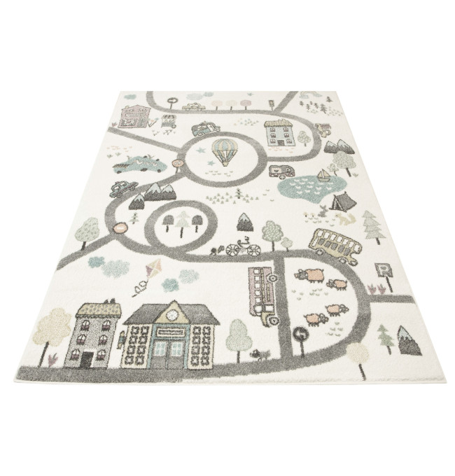 Metrážový koberec Lima 9376A uličky, krémový / světle šedý