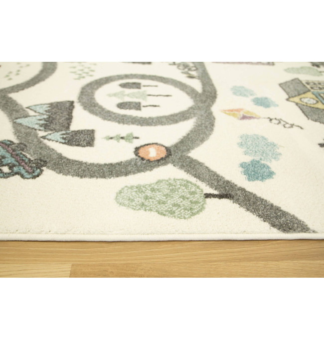 Metrážový koberec Lima 9376A uličky, krémový / světle šedý