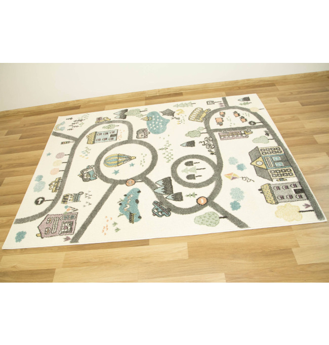 Metrážový koberec Lima 9376A uličky, krémový / světle šedý