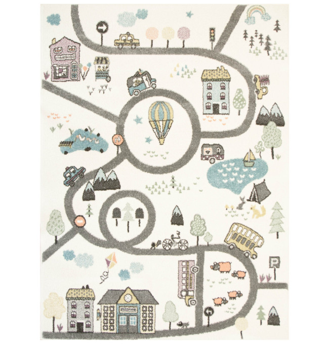 Metrážový koberec Lima 9376A uličky, krémový / světle šedý