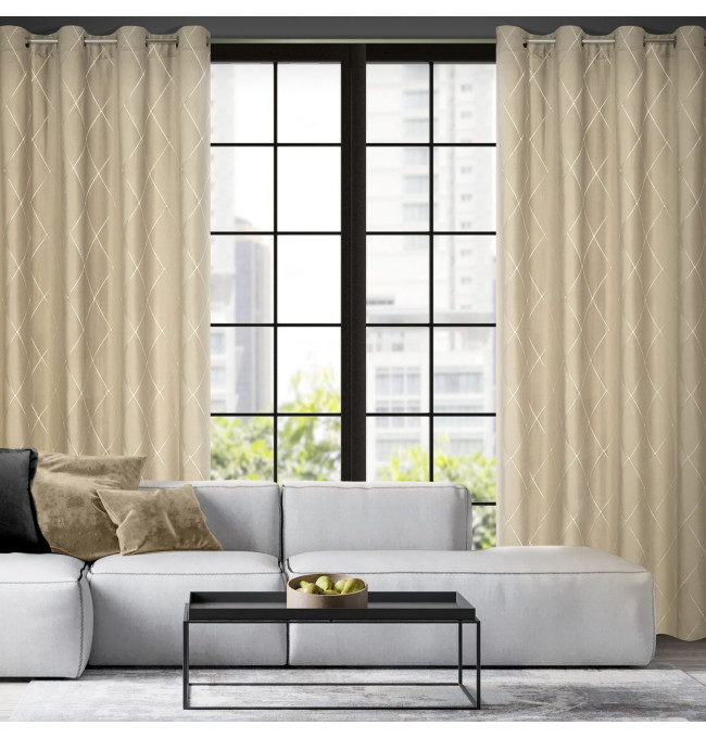 Hotový závěs PIERRE CARDIN MARGO béžový / zlatý - na průchodkách