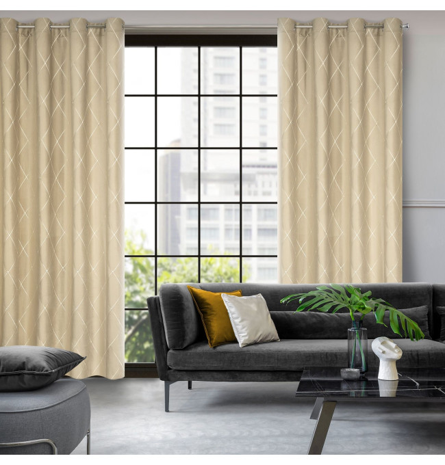 Hotový závěs PIERRE CARDIN MARGO béžový / zlatý - na průchodkách