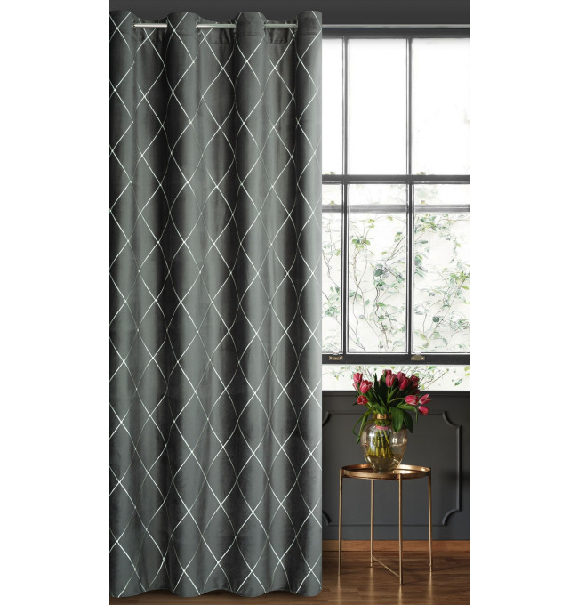 Hotový závěs PIERRE CARDIN MARGO šedý / stříbrný - na průchodkách