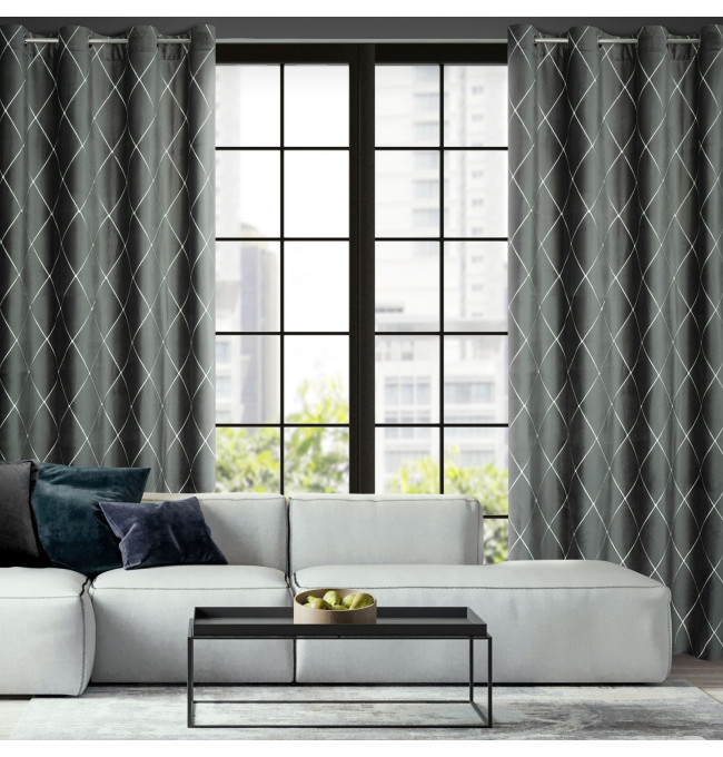 Hotový závěs PIERRE CARDIN MARGO šedý / stříbrný - na průchodkách