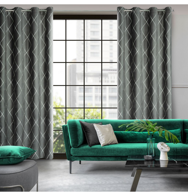 Hotový závěs PIERRE CARDIN MARGO šedý / stříbrný - na průchodkách