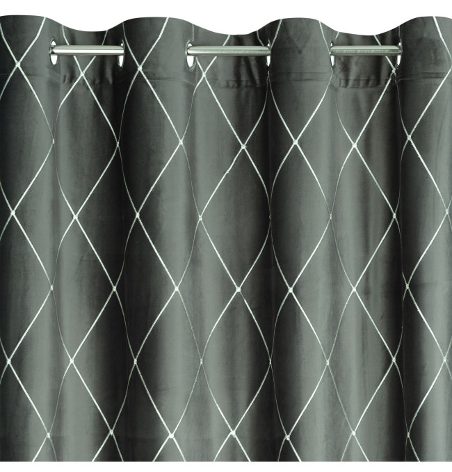 Hotový závěs PIERRE CARDIN MARGO šedý / stříbrný - na průchodkách