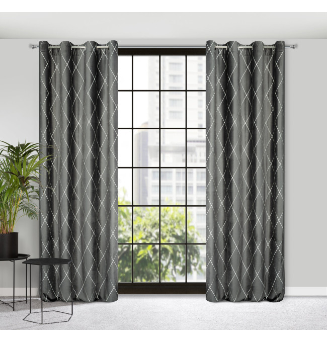 Hotový závěs PIERRE CARDIN MARGO šedý / stříbrný - na průchodkách