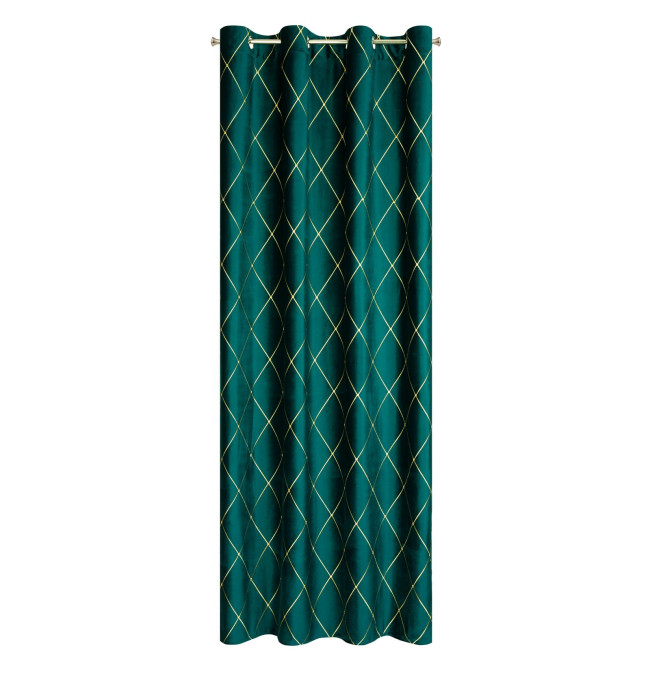 Hotový závěs PIERRE CARDIN MARGO tmavě tyrkysový / zlatý - na průchodkách