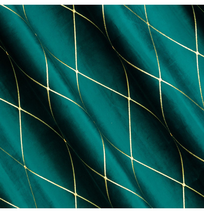 Hotový závěs PIERRE CARDIN MARGO tmavě tyrkysový / zlatý - na průchodkách