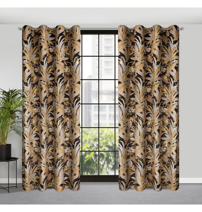 Hotový závěs ADEL černo-zlatý - na průchodkách