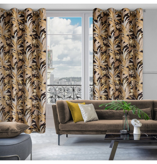 Hotový závěs ADEL černo-zlatý - na průchodkách