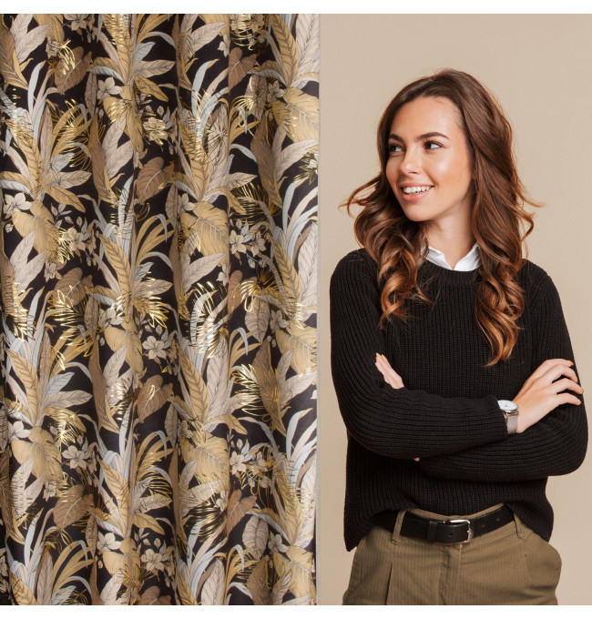 Hotový závěs ADEL černo-zlatý - na průchodkách