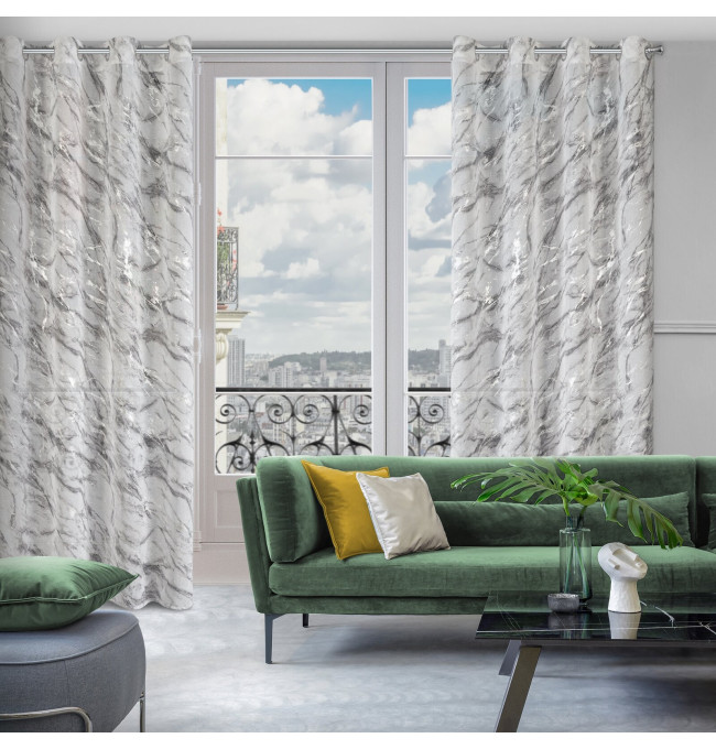 Hotový závěs ALIVIA bílý/stříbrný na průchodkách