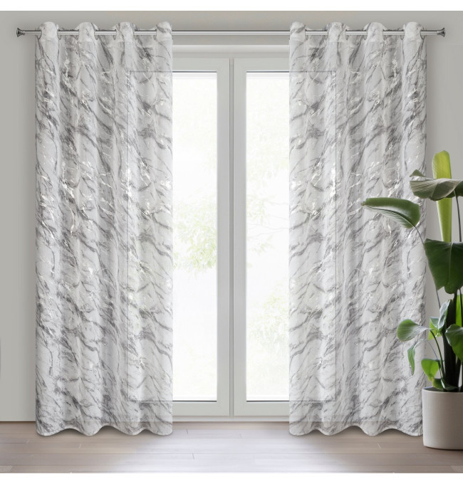 Hotový závěs ALIVIA bílý/stříbrný na průchodkách