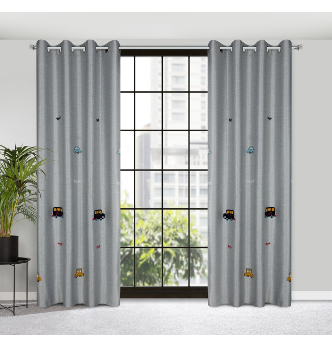 Hotový závěs ALVIN stříbrný - na průchodkách