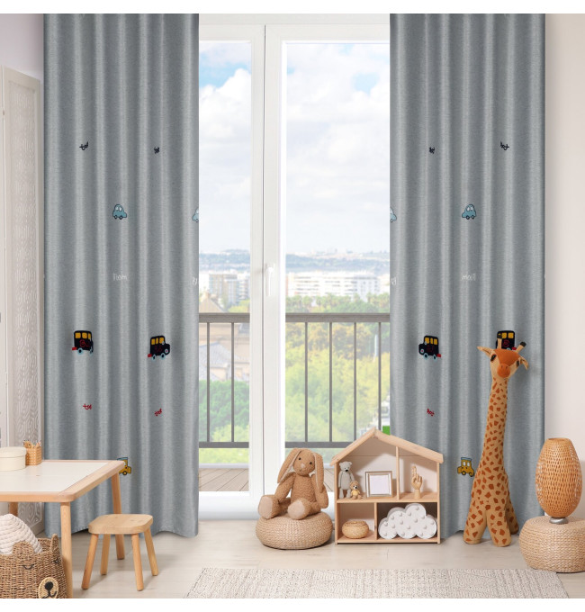 Hotový závěs ALVIN stříbrný - na průchodkách