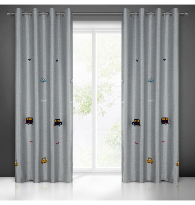 Hotový závěs ALVIN stříbrný - na průchodkách