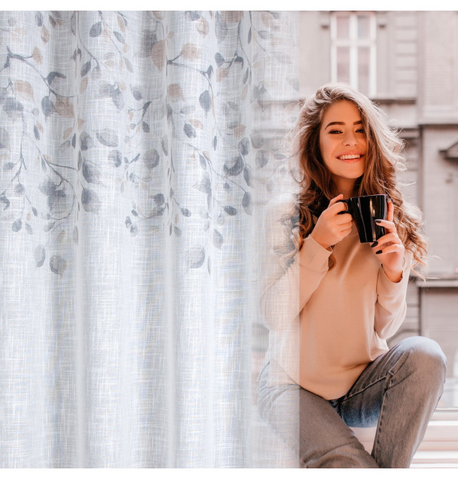 Hotový závěs ANA bílý / béžový - na průchodkách