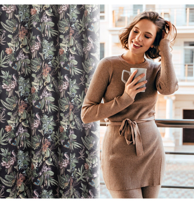 Hotový závěs BECKY černý - na průchodkách