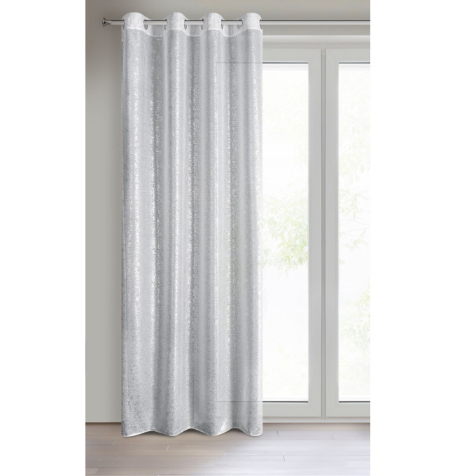 Hotový závěs D91 MILY bílý / stříbrný - na průchodkách