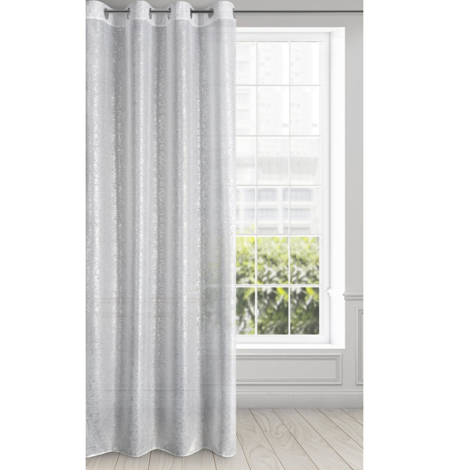 Hotový závěs D91 MILY bílý / stříbrný - na průchodkách