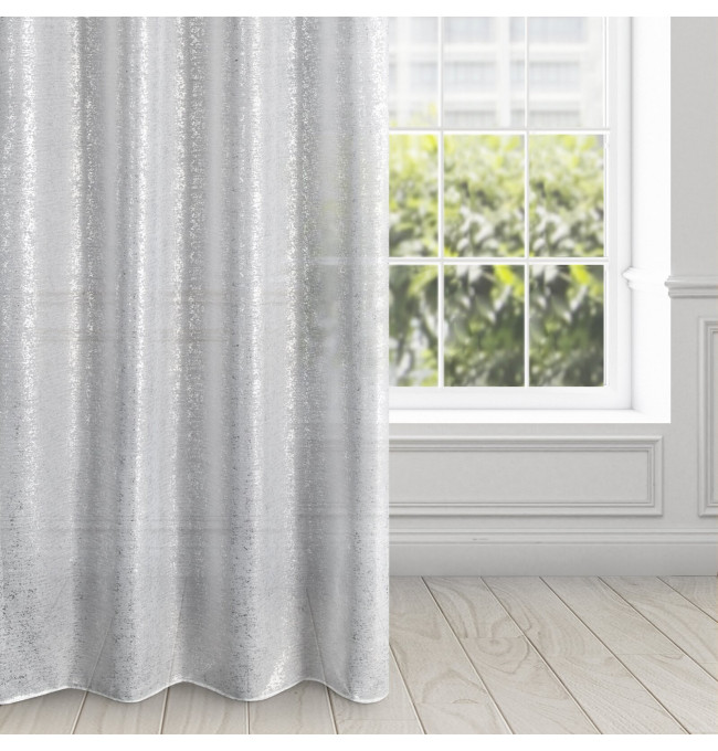 Hotový závěs D91 MILY bílý / stříbrný - na průchodkách