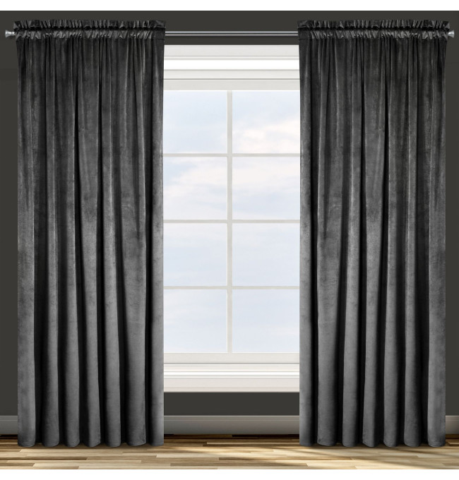 Hotový závěs D91 ROSA černý - na pásce