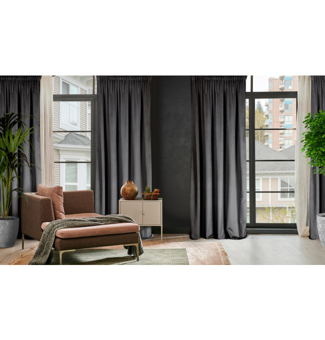 Hotový závěs D91 ROSA černý - na pásce