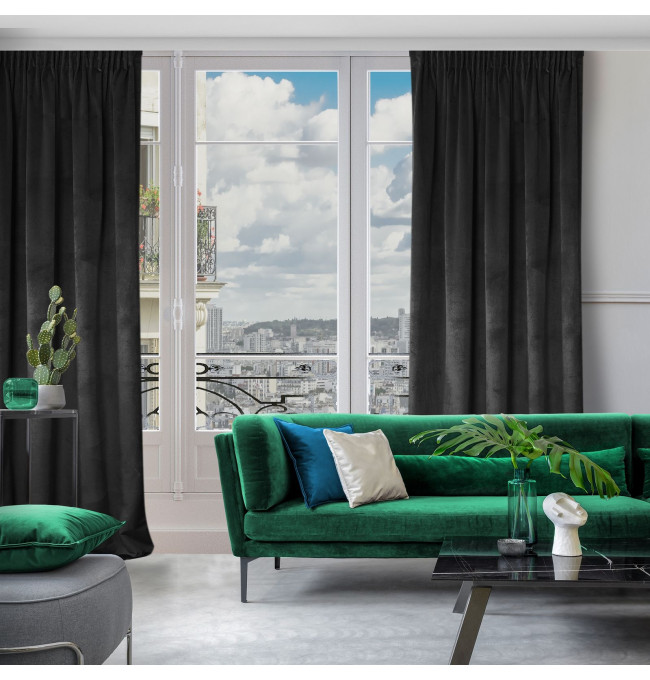 Hotový závěs D91 ROSA černý - na pásce