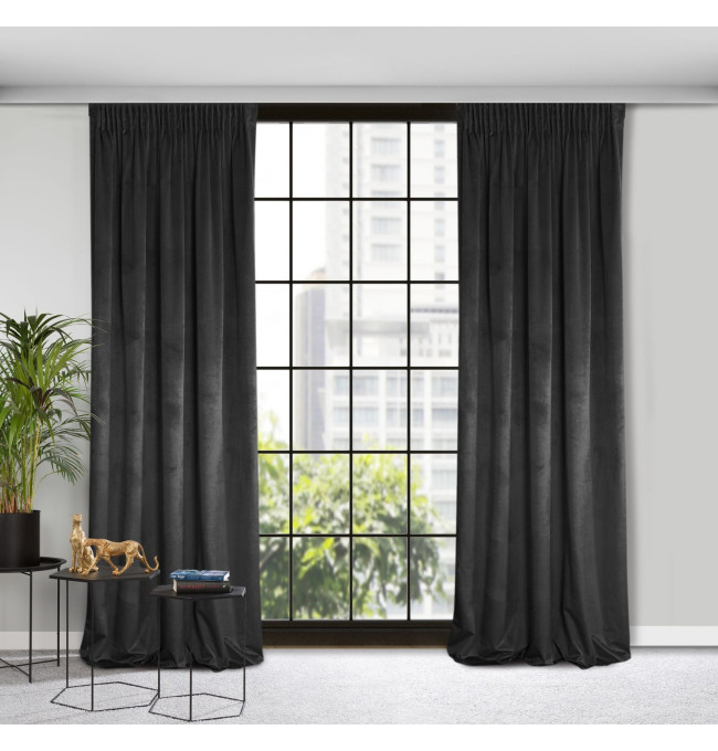 Hotový závěs D91 ROSA černý - na pásce