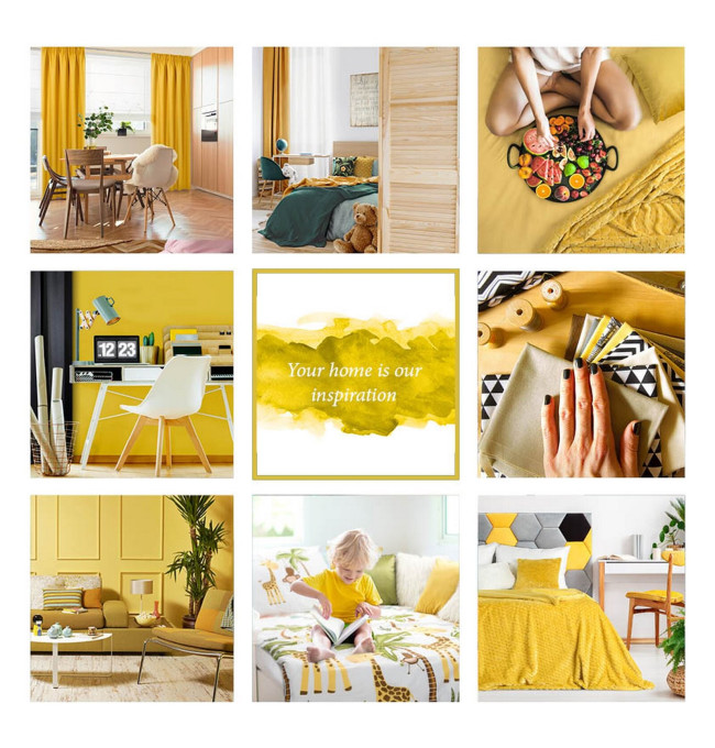 Hotový závěs D91 ROSA hořčicový - na pásce