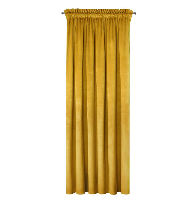 Hotový závěs D91 ROSA hořčicový - na pásce