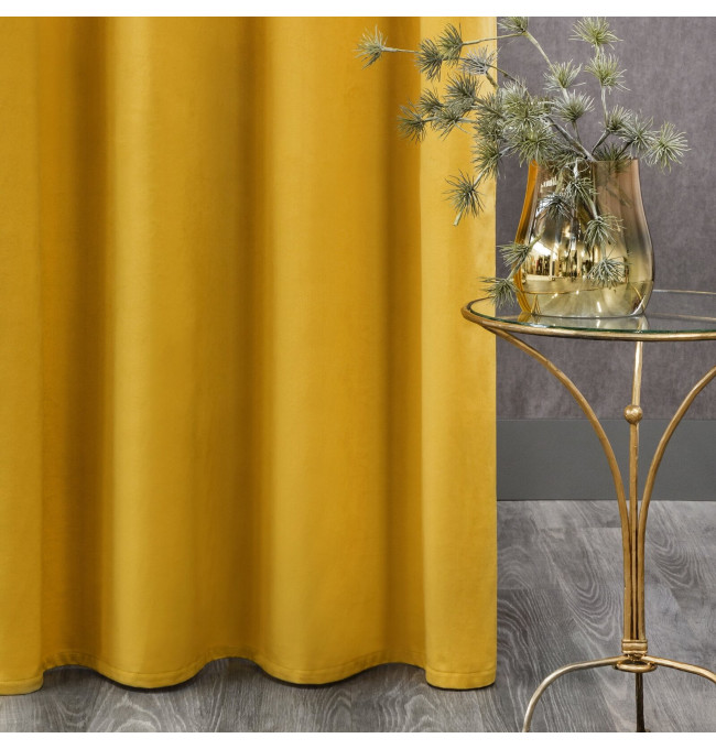 Hotový závěs D91 ROSA hořčicový - na pásce