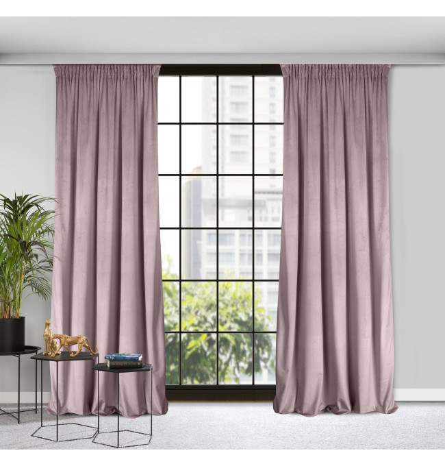 Hotový závěs D91 ROSA pudrově růžový - na pásce