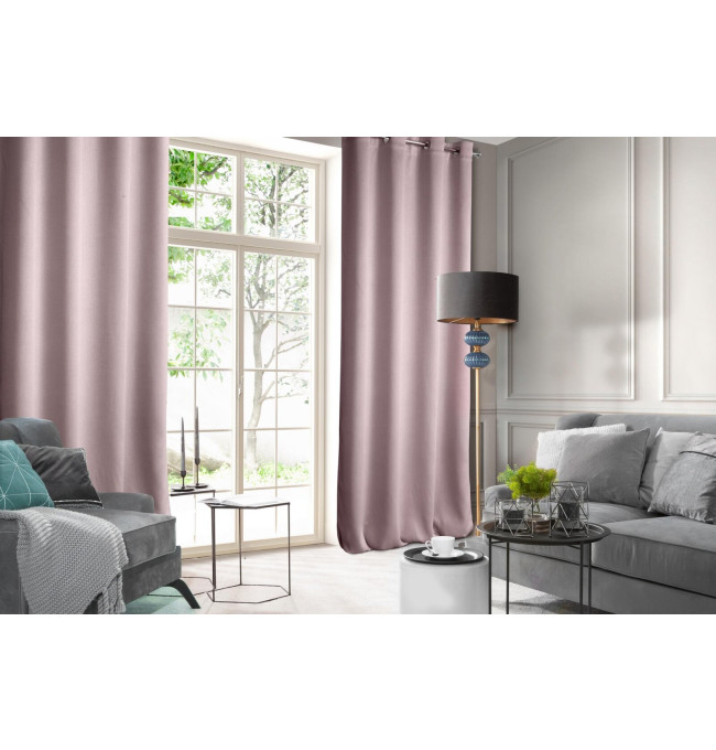 Hotový závěs D91 ROSA pudrově růžový - na pásce