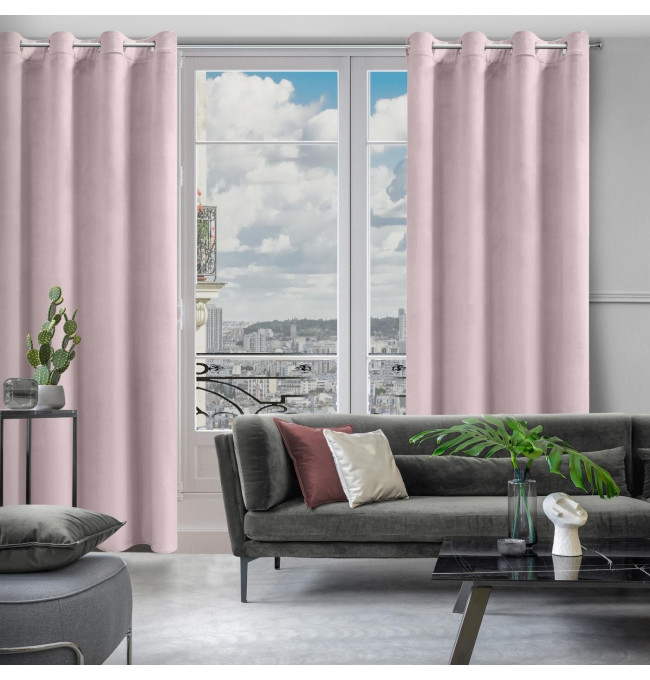 Hotový závěs D91 ROSA pudrově růžový - na pásce