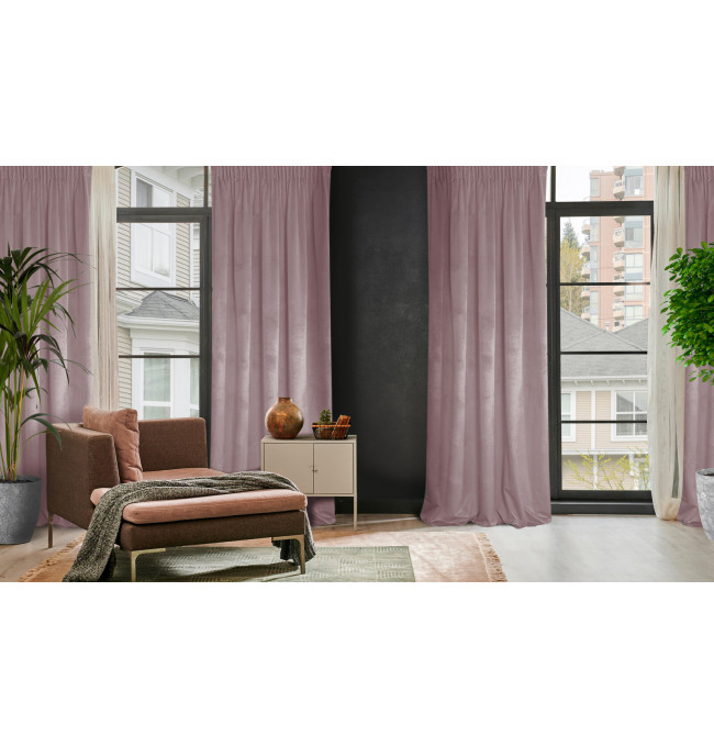 Hotový závěs D91 ROSA pudrově růžový - na pásce