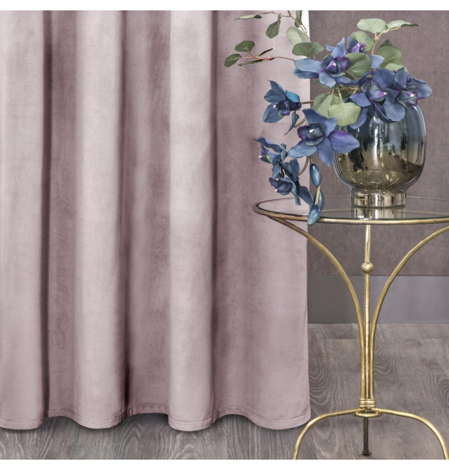 Hotový závěs D91 ROSA pudrově růžový - na pásce