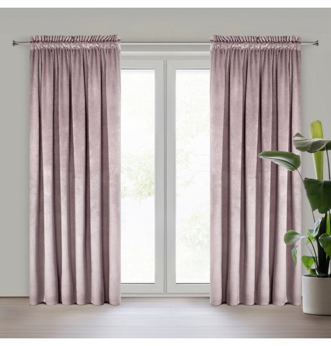 Hotový závěs D91 ROSA pudrově růžový - na pásce