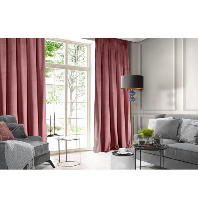 Hotový závěs D91 ROSA tmavě růžový - na pásce